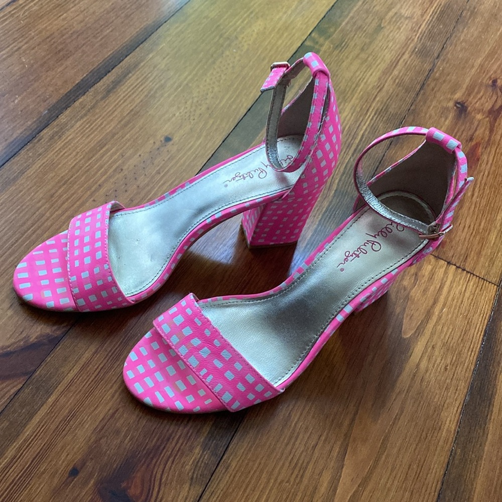 Lilly Pulitzer Pink Gingham Amber Lynn Heels